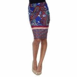 Women's White Mark Printed Pencil Skirt Red Peacock 30 Women's White Mark Printed Pencil Skirt Red Peacock -White Mark Sales unnamed file 1437