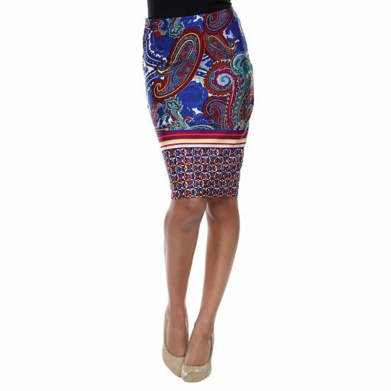 Women's White Mark Printed Pencil Skirt Red Peacock 15 Women's White Mark Printed Pencil Skirt Red Peacock - Image 13