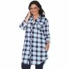 Plus Size White Mark Plaid Flannel Tunic Pink White -White Mark Sales unnamed file 15