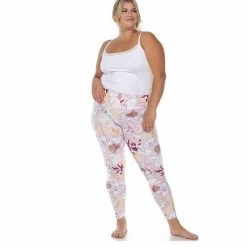 Plus Size White Mark Printed High-Waisted Leggings Coral Pink Flower -White Mark Sales unnamed file 1528