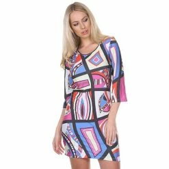 Women's White Mark Printed Sheath Dress Pink