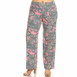 Plus Size White Mark Paisley Palazzo Pants Red Paisley
