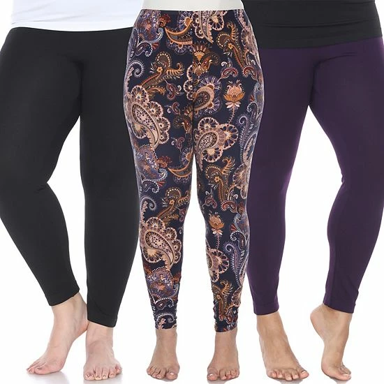 Plus Size White Mark 3-Pack Leggings Set Black Cheetah Tropical 7 Plus Size White Mark 3-Pack Leggings Set Black Cheetah Tropical - Image 5