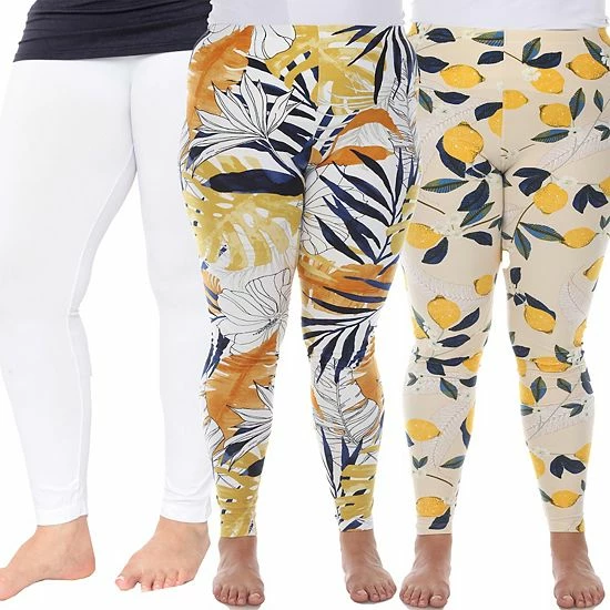 Plus Size White Mark 3-Pack Leggings Set Black Cheetah Tropical 9 Plus Size White Mark 3-Pack Leggings Set Black Cheetah Tropical - Image 7