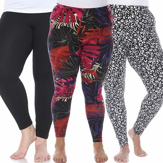 Plus Size White Mark 3-Pack Leggings Set Black Cheetah Tropical 14 Plus Size White Mark 3-Pack Leggings Set Black Cheetah Tropical - Image 12