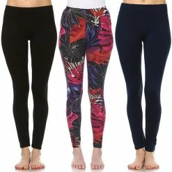 Women's White Mark 3-Pack Leggings Set Black Paisley Cheetah
