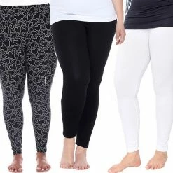 Plus Size White Mark 3-Pack Leggings Brown Black Print -White Mark Sales unnamed file 1678