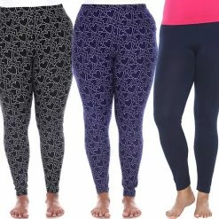 Plus Size White Mark 3-Pack Leggings Brown Black Print -White Mark Sales unnamed file 1679
