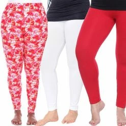 Plus Size White Mark 3-Pack Leggings Brown Black Print -White Mark Sales unnamed file 1682