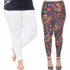 Plus Size White Mark 2-Pack Leggings Pack 261 Multi