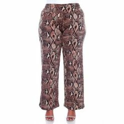 Plus Size White Mark Printed Palazzo Pants Brown