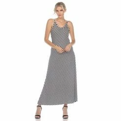 Women's White Mark Backless Striped Maxi Dress Blue -White Mark Sales unnamed file 1723