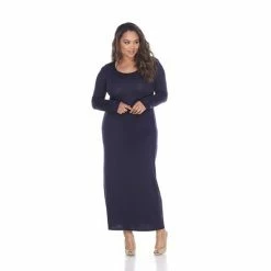 Plus Size White Mark Solid Maxi Dress Charcoal