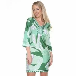 Women's White Mark Geometric Print Sheath Dress Green