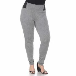 Plus Size White Mark Jacquard Slim Fit Pants Gray Row