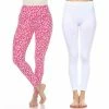 Women's White Mark 2-Pack Leopard & Solid Leggings Set Fuchsia Leopard -White Mark Sales unnamed file 1768