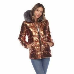 Women's White Mark Metallic Hooded Puffer Coat Black -White Mark Sales unnamed file 177