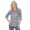 Women's White Mark Oakley Stretchy Plaid Top White Black -White Mark Sales unnamed file 178