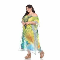 Plus Size White Mark Long Caftan Green Tiger -White Mark Sales unnamed file 1784