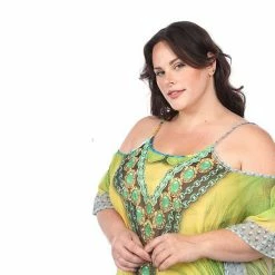 Plus Size White Mark Long Caftan Green Tiger -White Mark Sales unnamed file 1785