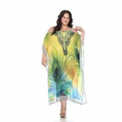 Plus Size White Mark Long Caftan Green Tiger -White Mark Sales unnamed file 1787