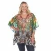 Plus Size White Mark Print Lace-Up Caftan Top Yellow -White Mark Sales unnamed file 1790