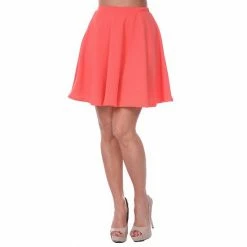 Women's White Mark Plain Heidi Flare Skirt Coral -White Mark Sales unnamed file 1844