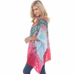 Women's White Mark Knot-Neck Tunic Caftan Blue -White Mark Sales unnamed file 1853