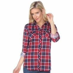 Women's White Mark Oakley Stretchy Plaid Top White Black 25 Women's White Mark Oakley Stretchy Plaid Top White Black -White Mark Sales unnamed file 187