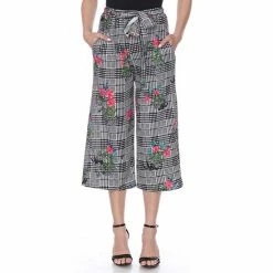 Women's White Mark Printed Gaucho Pants Black White