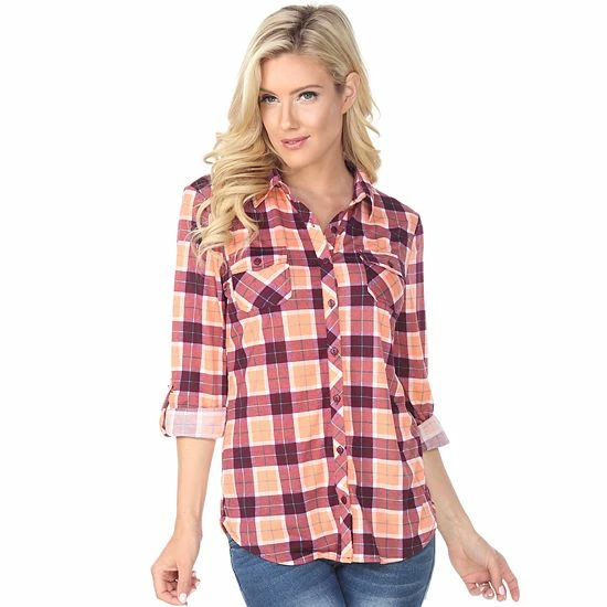 Women's White Mark Oakley Stretchy Plaid Top White Black 13 Women's White Mark Oakley Stretchy Plaid Top White Black - Image 11