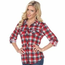 Women's White Mark Oakley Stretchy Plaid Top White Black 27 Women's White Mark Oakley Stretchy Plaid Top White Black -White Mark Sales unnamed file 189