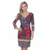 Women's White Mark Paisley Sheath Dress Fuchsia Green -White Mark Sales unnamed file 1893