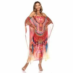 Women's White Mark Long Caftan Red Orange