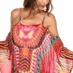 Women's White Mark Long Caftan Red Orange -White Mark Sales unnamed file 1931