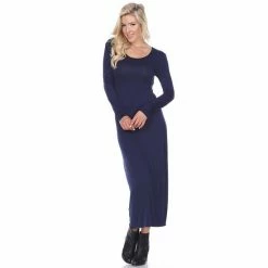 Women's White Mark Long Sleeve Maxi Dress Navy