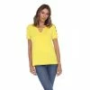 Women's White Mark Keyhole Cutout Short Sleeve Top Yellow -White Mark Sales unnamed file 1948