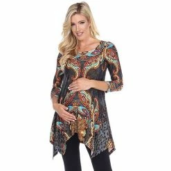Maternity White Mark Multi-Print Tunic Top Blue Multi