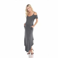 Maternity White Mark Cold-Shoulder Maxi Dress Navy -White Mark Sales unnamed file 2054