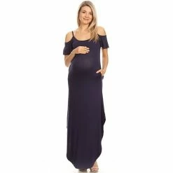 Maternity White Mark Cold-Shoulder Maxi Dress Navy -White Mark Sales unnamed file 2058