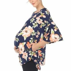 Maternity White Mark Floral Bell Sleeve Tunic Top Navy -White Mark Sales unnamed file 2093