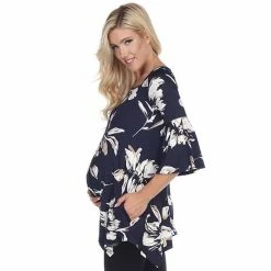 Maternity White Mark Floral Bell Sleeve Tunic Top Navy -White Mark Sales unnamed file 2099
