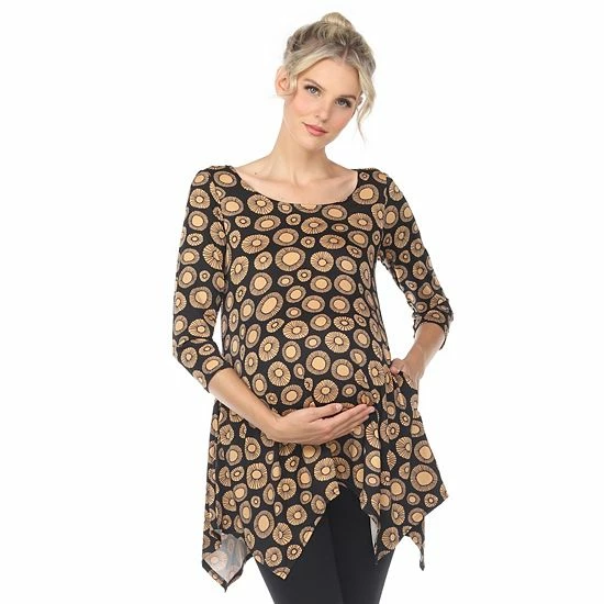 Maternity White Mark Printed Tunic Top Black Beige 5 Maternity White Mark Printed Tunic Top Black Beige - Image 3