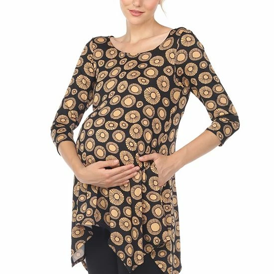 Maternity White Mark Printed Tunic Top Black Beige 6 Maternity White Mark Printed Tunic Top Black Beige - Image 4