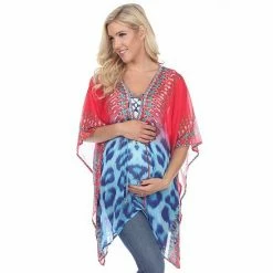 Maternity White Mark Tie-Up Neckline Caftan Pink Leopard