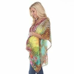 Maternity White Mark Tie-Up Neckline Caftan Pink Leopard -White Mark Sales unnamed file 2111