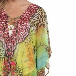 Maternity White Mark Tie-Up Neckline Caftan Pink Leopard -White Mark Sales unnamed file 2113