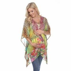 Maternity White Mark Tie-Up Neckline Caftan Pink Leopard -White Mark Sales unnamed file 2114