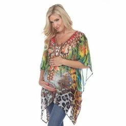 Maternity White Mark Tie-Up Neckline Caftan Pink Leopard -White Mark Sales unnamed file 2116