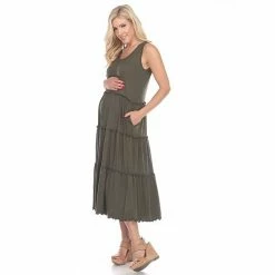 Maternity White Mark Scoopneck Tiered Midi Dress -White Mark Sales unnamed file 2122